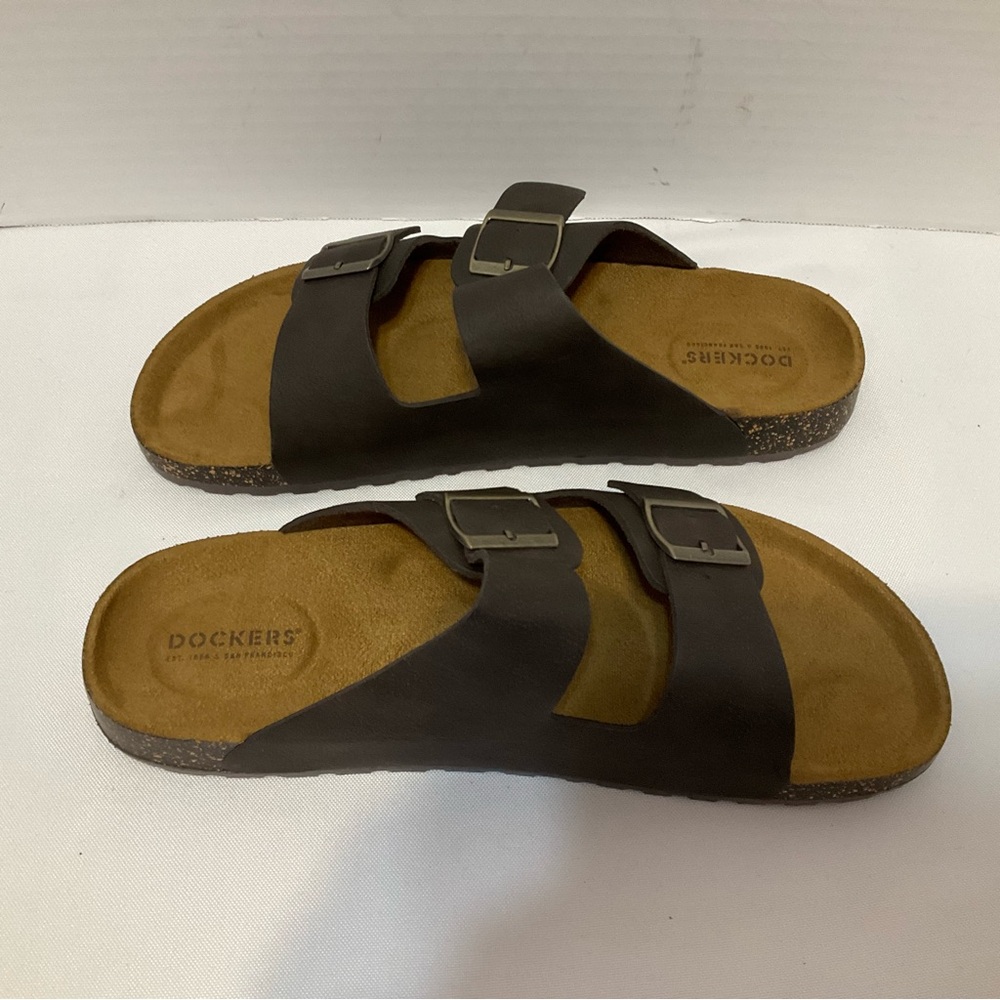 Dockers Brown Two-Strap‎ Sandals with Adjustable slip on leather upper Size 13
